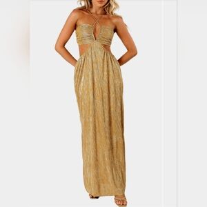 Petal & Pup Gold Backless Dress